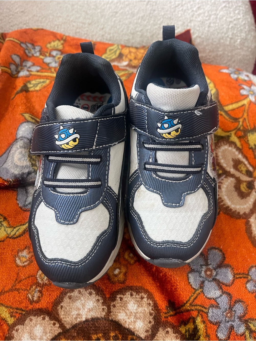 Nintendo Navy and White Kids Velcro Sneakers with Shell Character